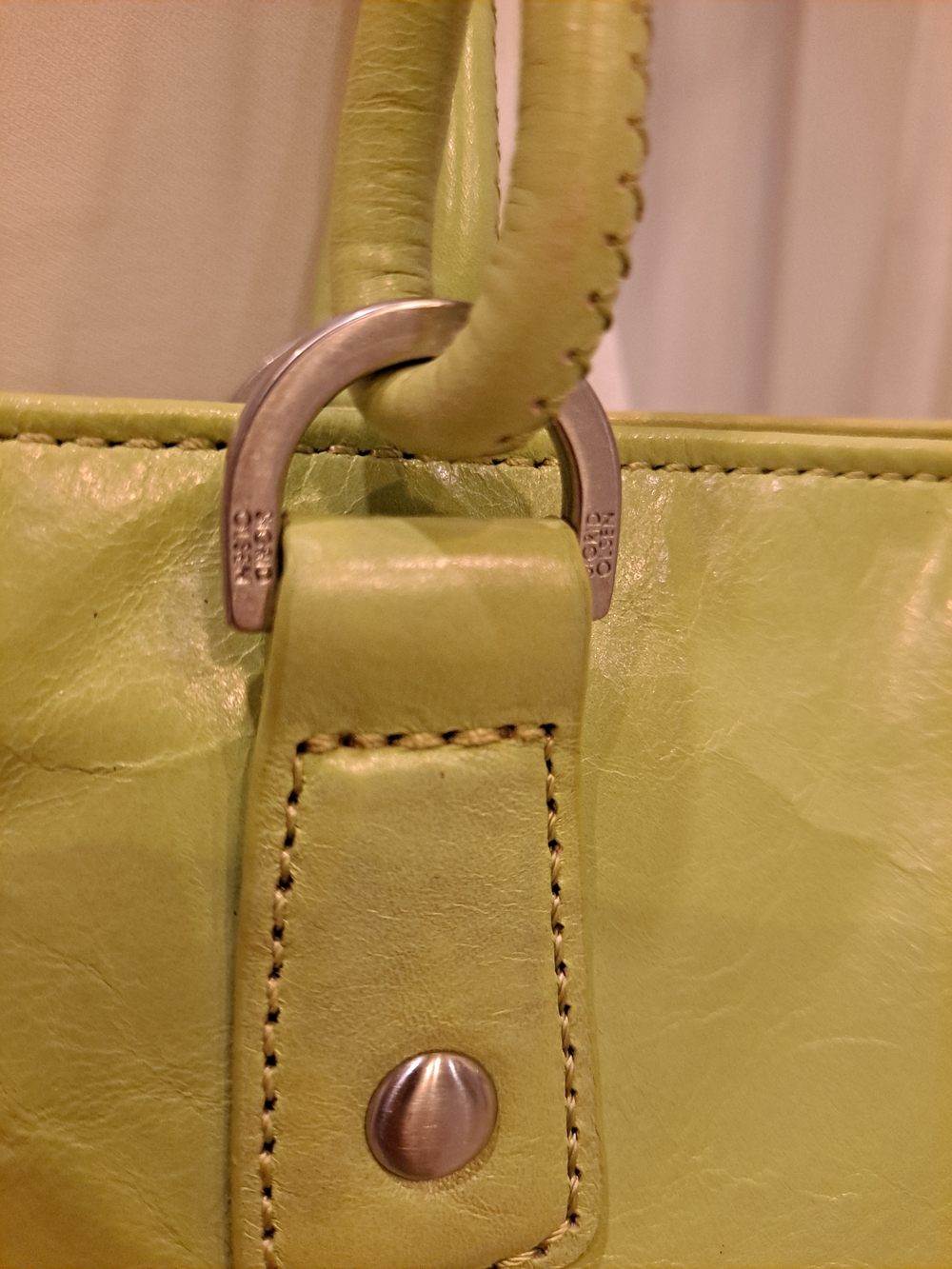 Sigrid Olsen Light Green Leather Braided Handles Stitched Vtg Y2k Vibrant Liner - Picture 3 of 16